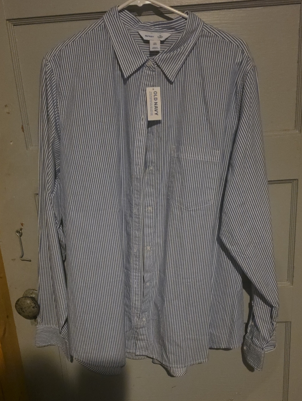 Old Navy Womens Light Blue & White Vertical Stripe Dress Shirt